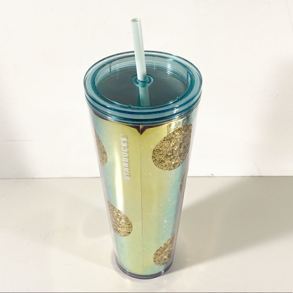 Starbucks Holiday 2020 Glitter Dots 24oz Cold Cup Gold Sparkle Christmas